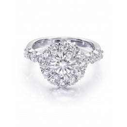 Crisscut Round Diamond Halo Engagement Ring