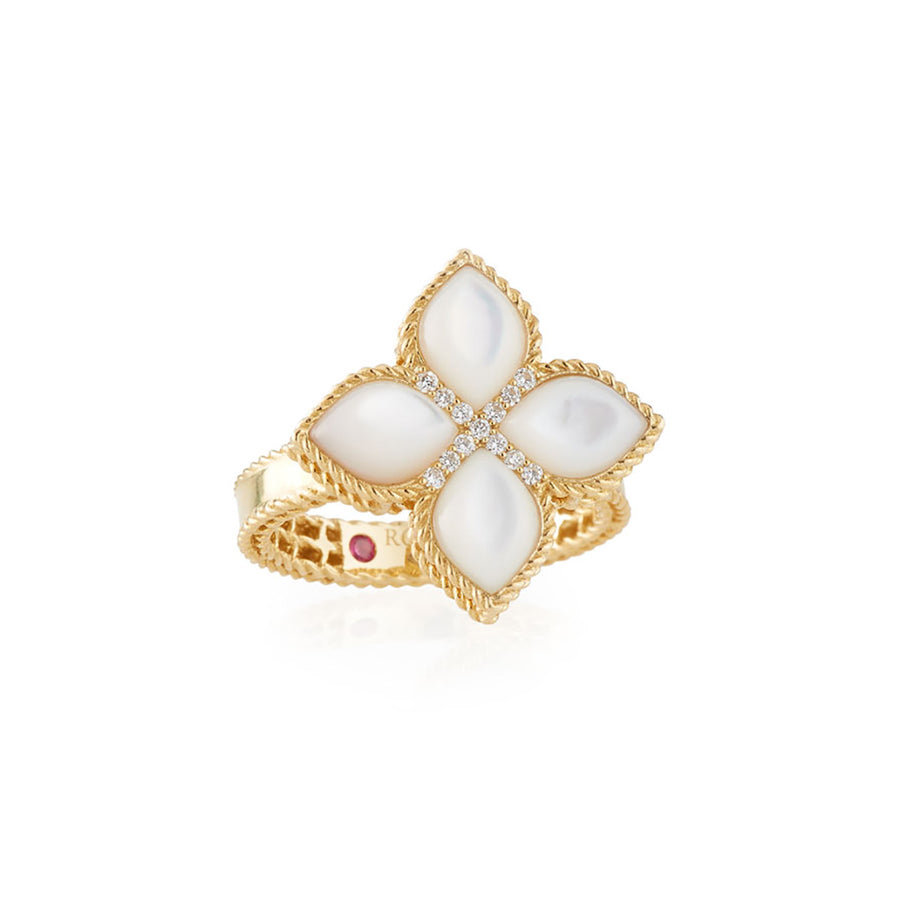 Venetian Princess Mother of Pearl Diamond Flower Ring