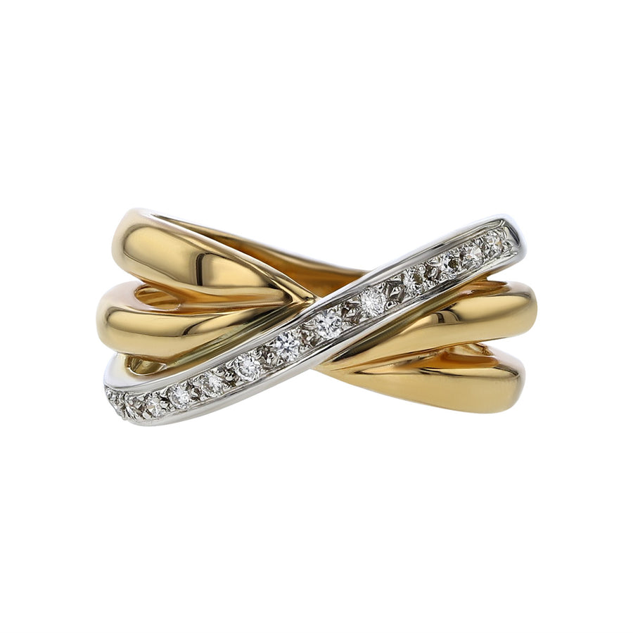 18K Rose and White Gold Diamond Multi Band Ring