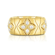 Royal Princess Flower Ring Band with Diamond Flowers