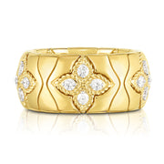 Royal Princess Flower Ring Band with Diamond Flowers