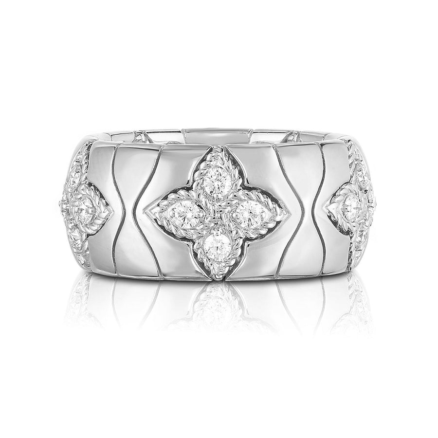 Royal Princess Flower Ring Band with Diamond Flowers