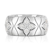 Royal Princess Flower Ring Band with Diamond Flowers