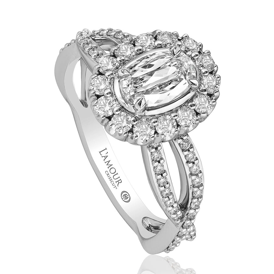 L'Amour Crisscut Oval Diamond Engagement Ring