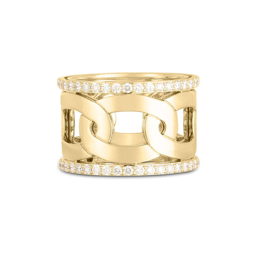 Navarra 18k Wide Ring with Diamonds