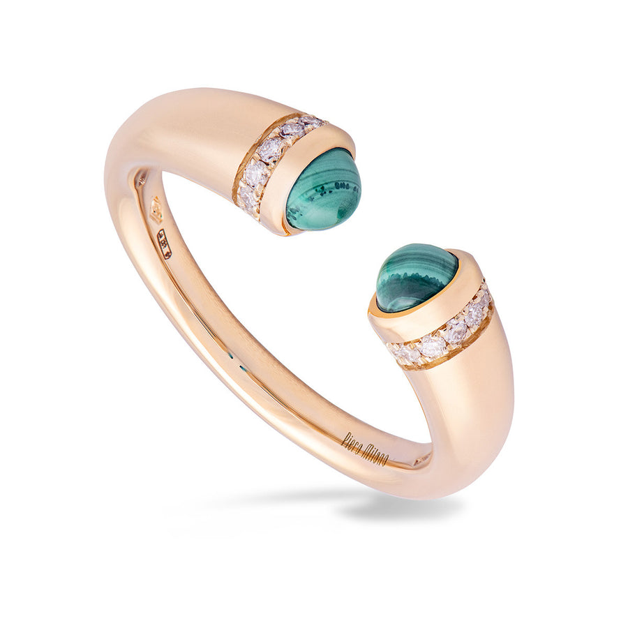 Ring with Diamonds and Malachite