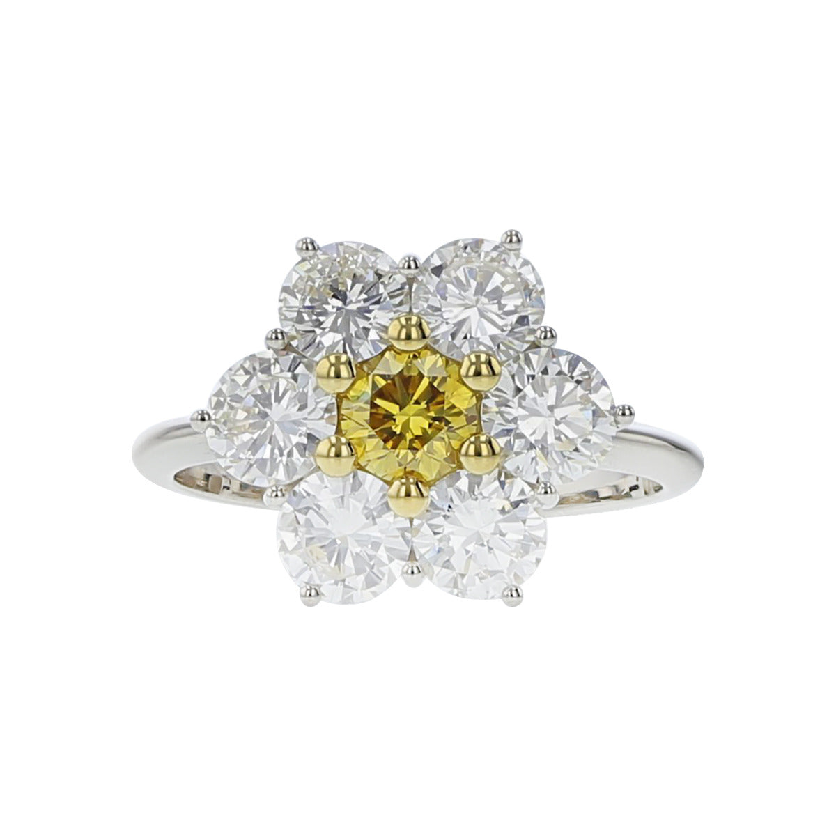 Yellow diamond deals flower ring