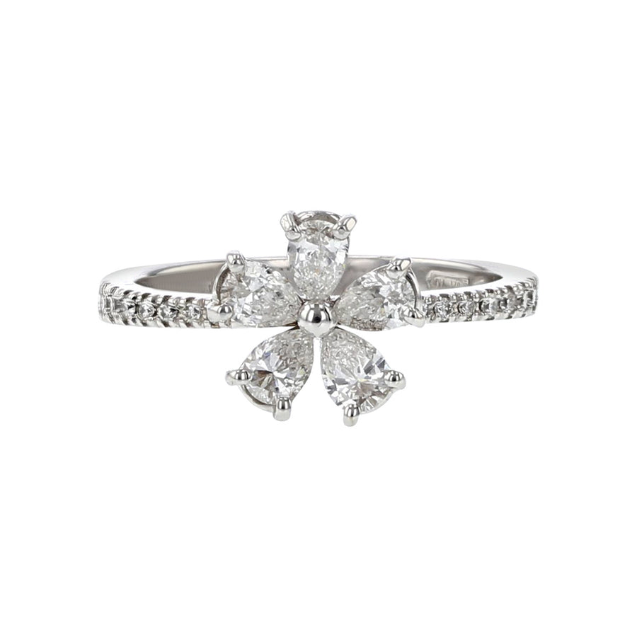 18K White Gold Diamond Flower Ring