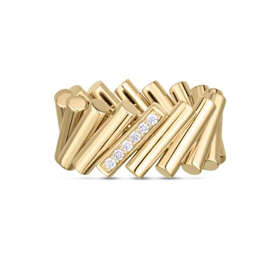 18K Yellow Gold Domino Diamond Ring