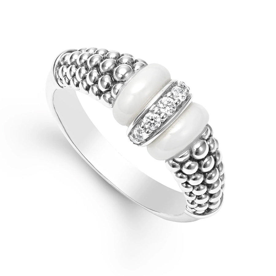 Ceramic and Caviar Diamond Ring