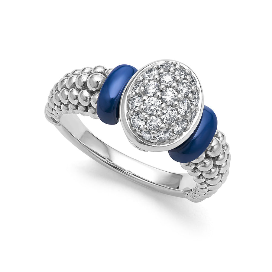 Diamond Oval Ceramic Caviar Ring