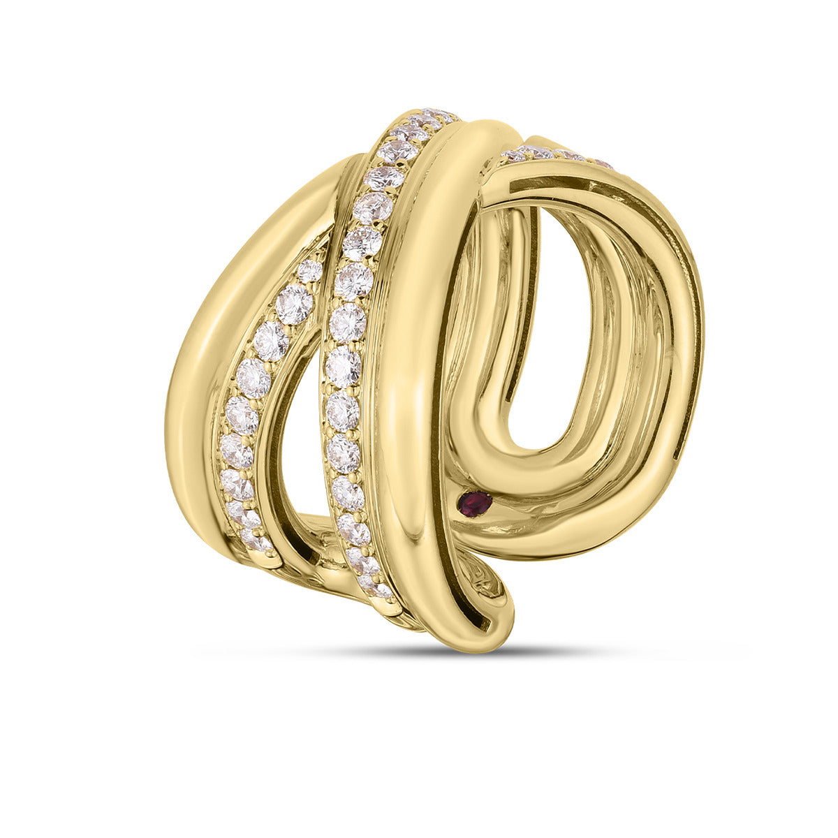 18K Yellow Gold Wide Cialoma Diamond Crossover Ring | Sylvan\'s Jewelers