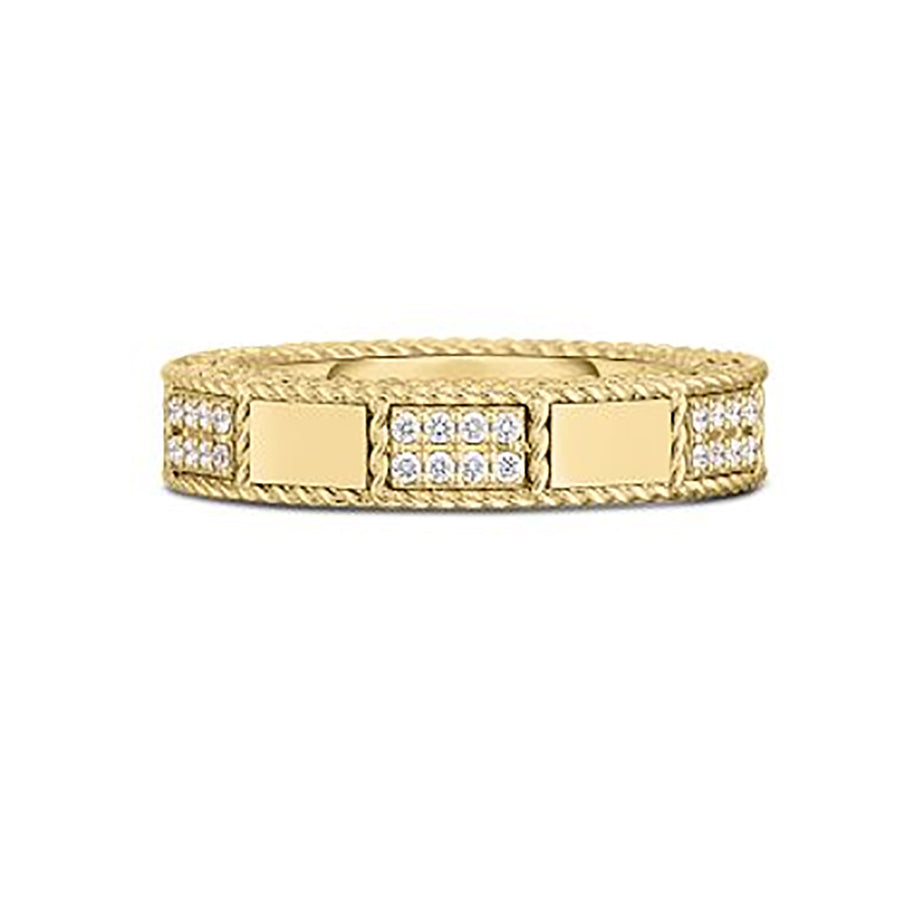 18K Yellow Gold Mosaic Alternating Diamond Ring