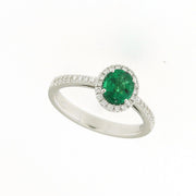 Emerald and Diamond Halo Ring