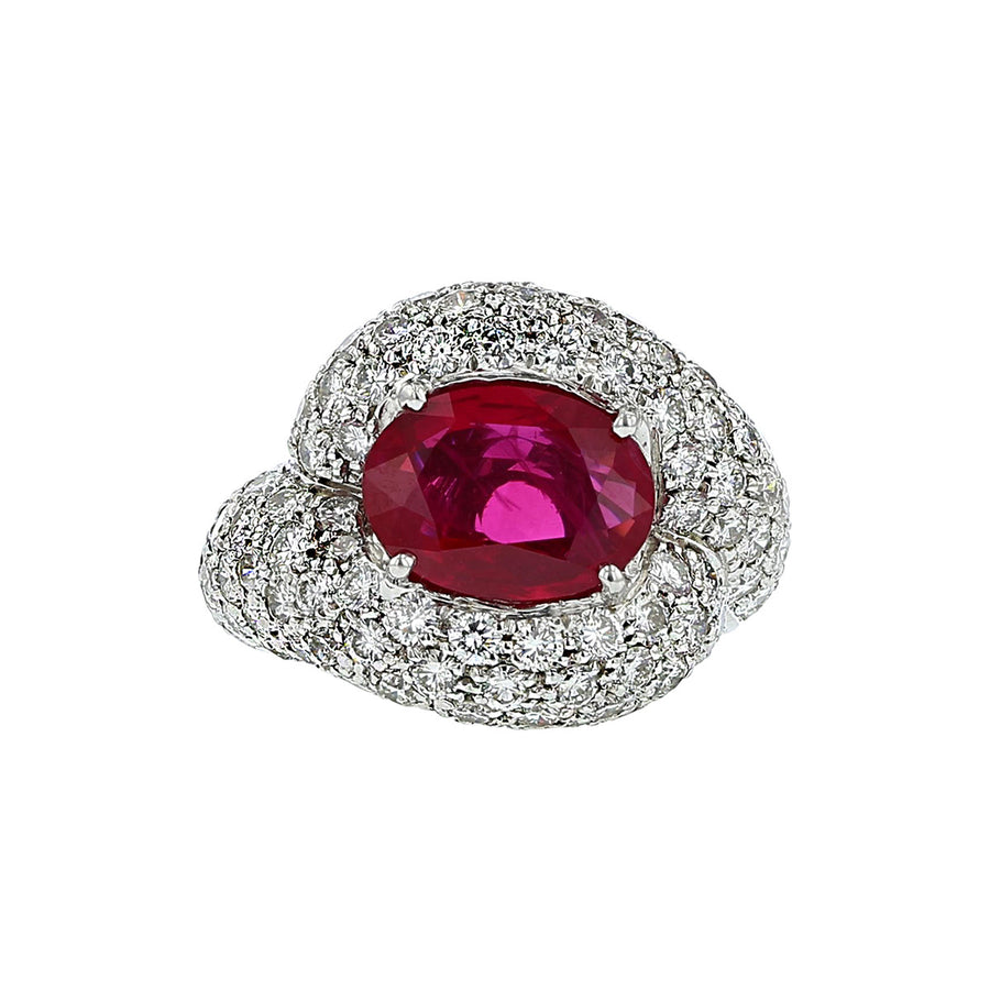 Burma Ruby and Diamond Ring