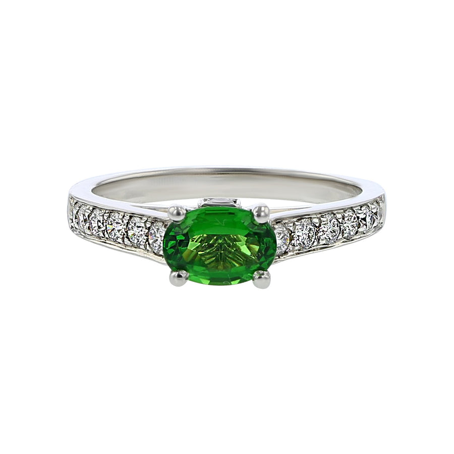 Green Tourmaline and Diamond Ring