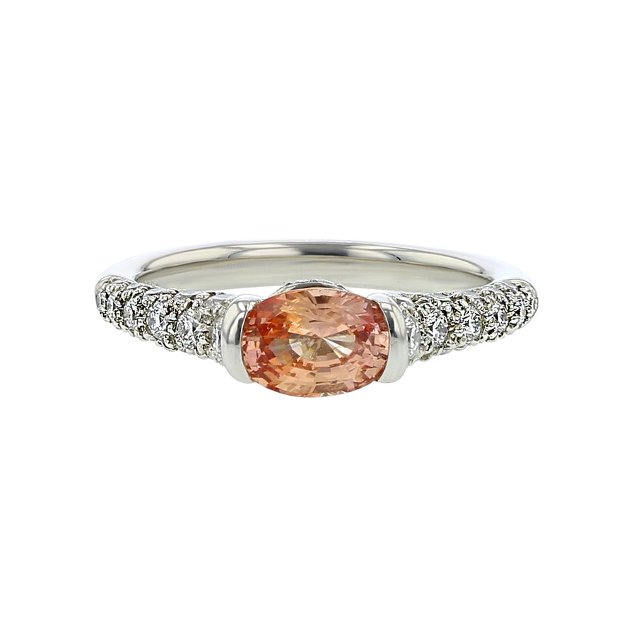 Orange Sapphire and Diamond Ring