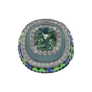 Sapphire, Tsavorite and Diamond Celebration Ring