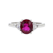 Platinum Oval Ruby and Diamond Ring