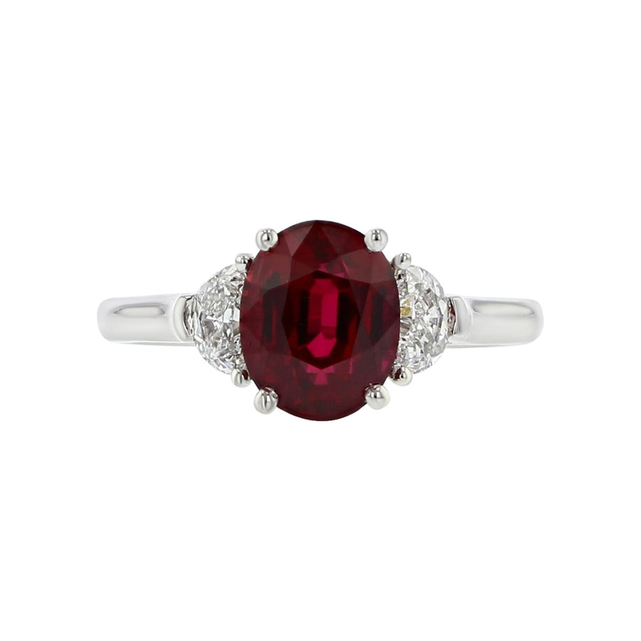 Ruby and Diamond 3-Stone Ring