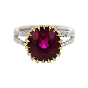 Rubellite and Diamond Monaco Ring