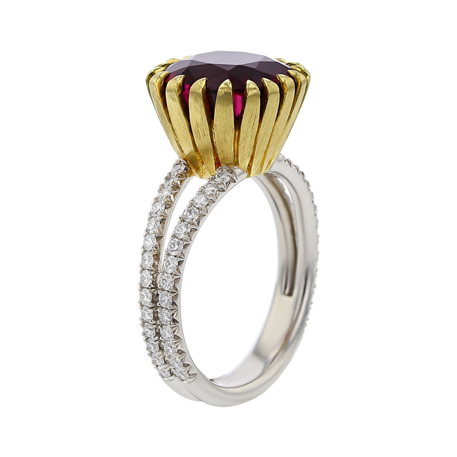 Rubellite and Diamond Monaco Ring