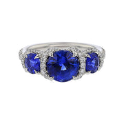 Three Stone Sapphire Diamond Ring