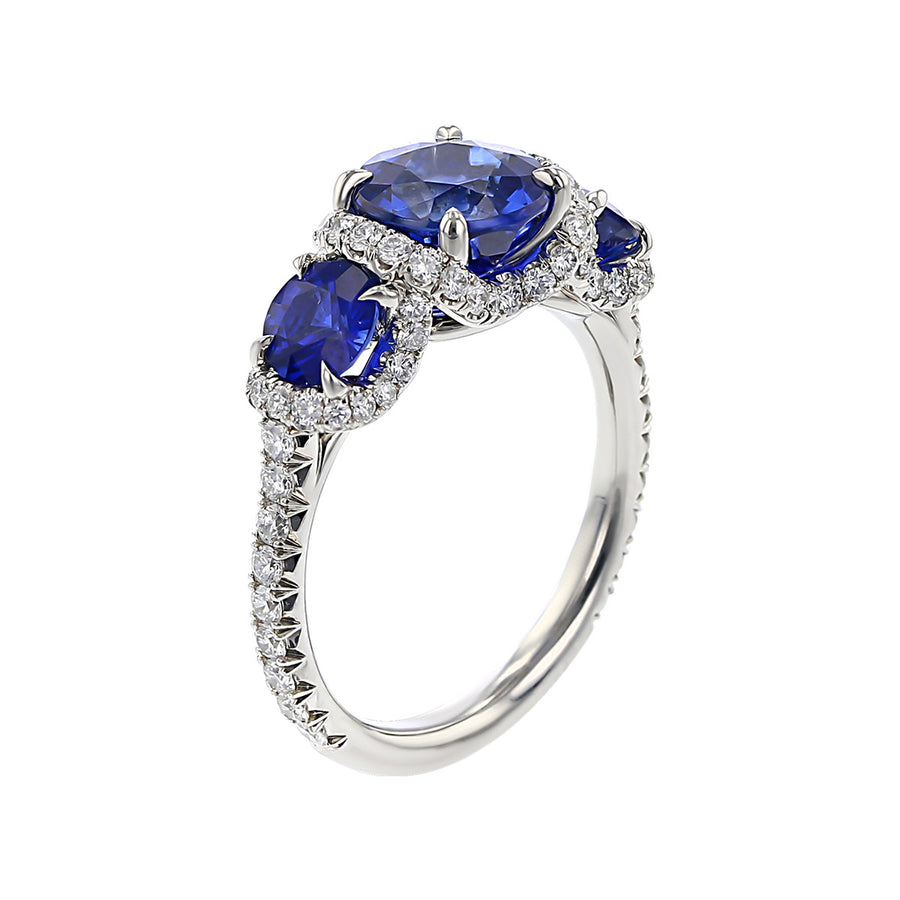 Three Stone Sapphire Diamond Ring