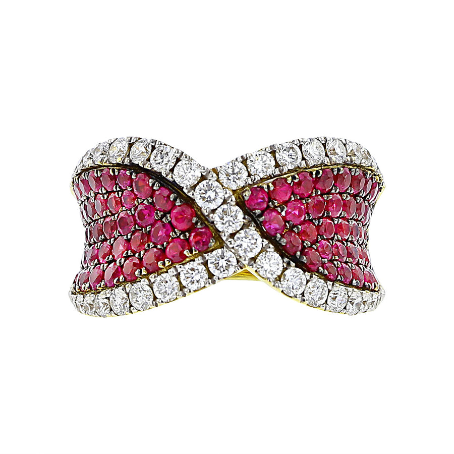 Precious Twisted Ruby and Diamond Ring