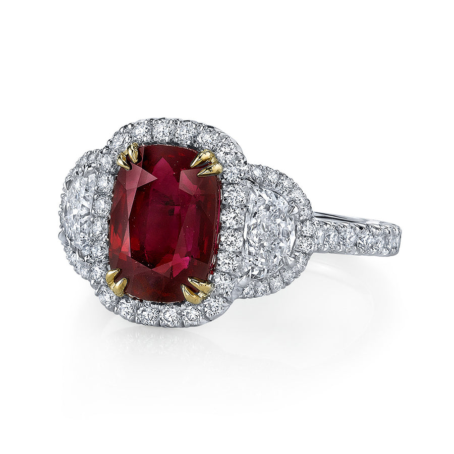 Ruby and Diamond 3-Stone Ring