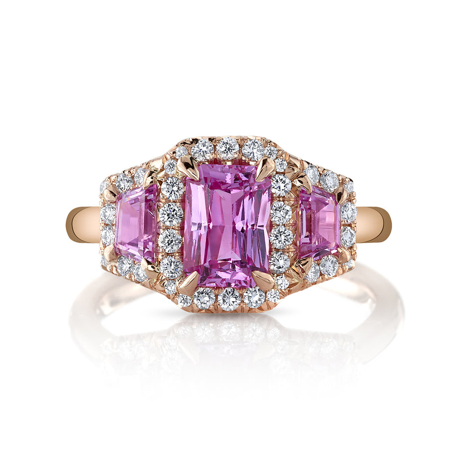 Pink Sapphire and Diamond 3-Stone Ring