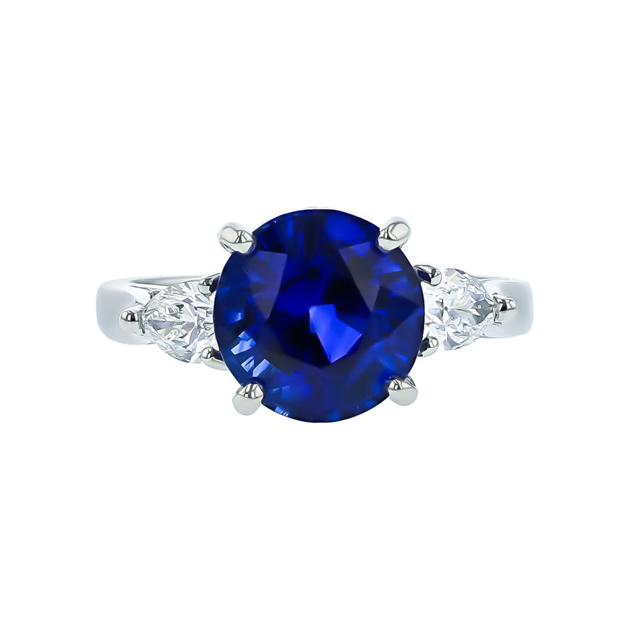 Platinum Ceylon Sapphire and Diamond Ring