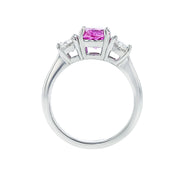 Platinum Pink Sapphire and Diamond 3-Stone Ring