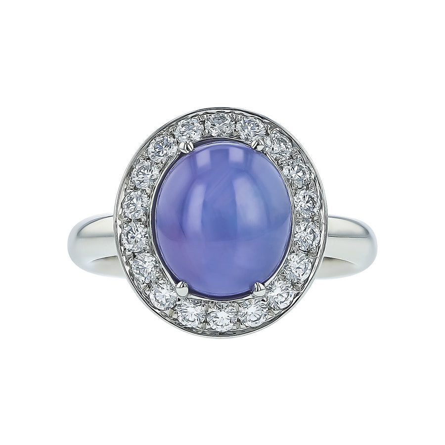 Star Sapphire and Diamond Ring