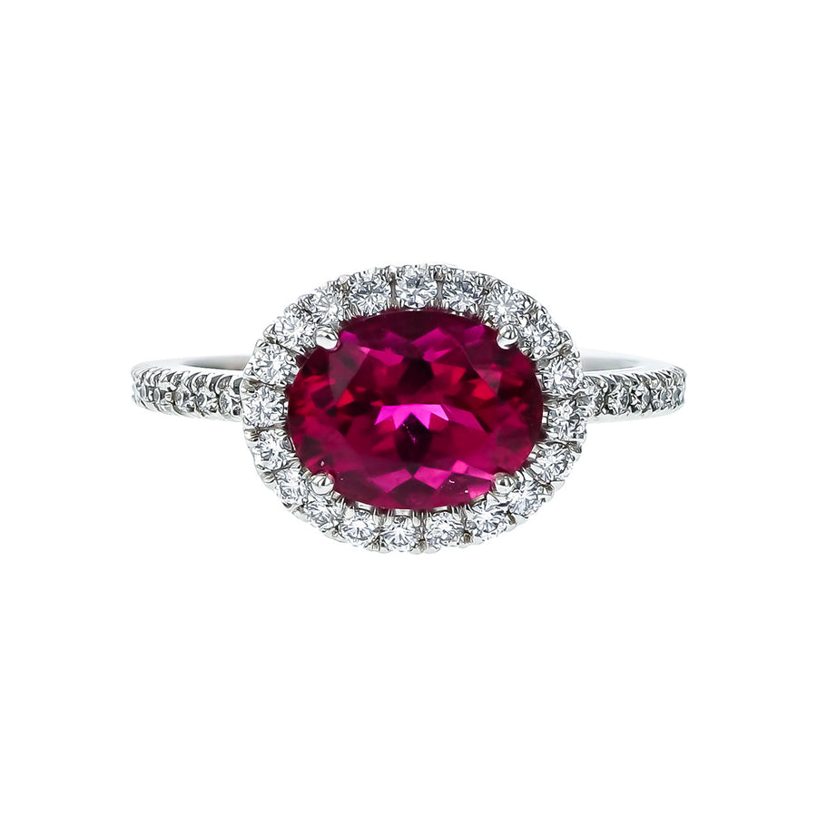 Rubellite and Diamond Ring