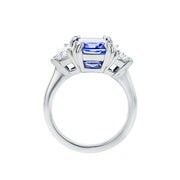 Platinum Cushion Sapphire and Diamond 3-Stone Ring