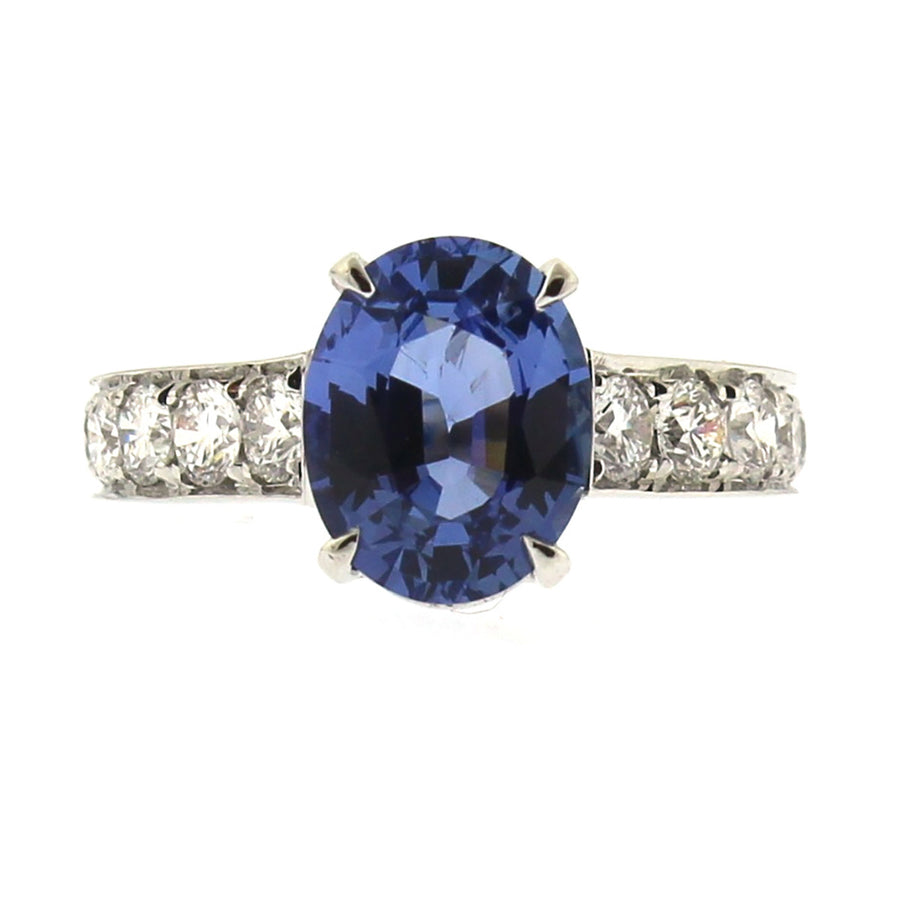 Oval Blue Sapphire and Diamond Ring