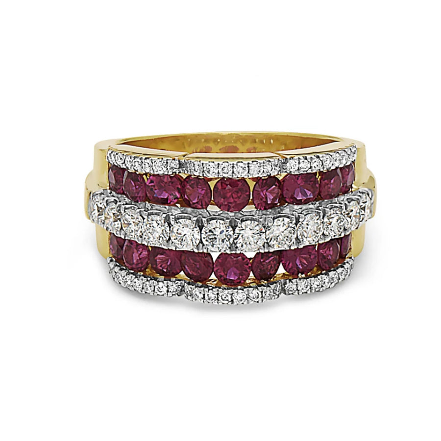 Krypell Collection Diamond and Ruby Petal Ring