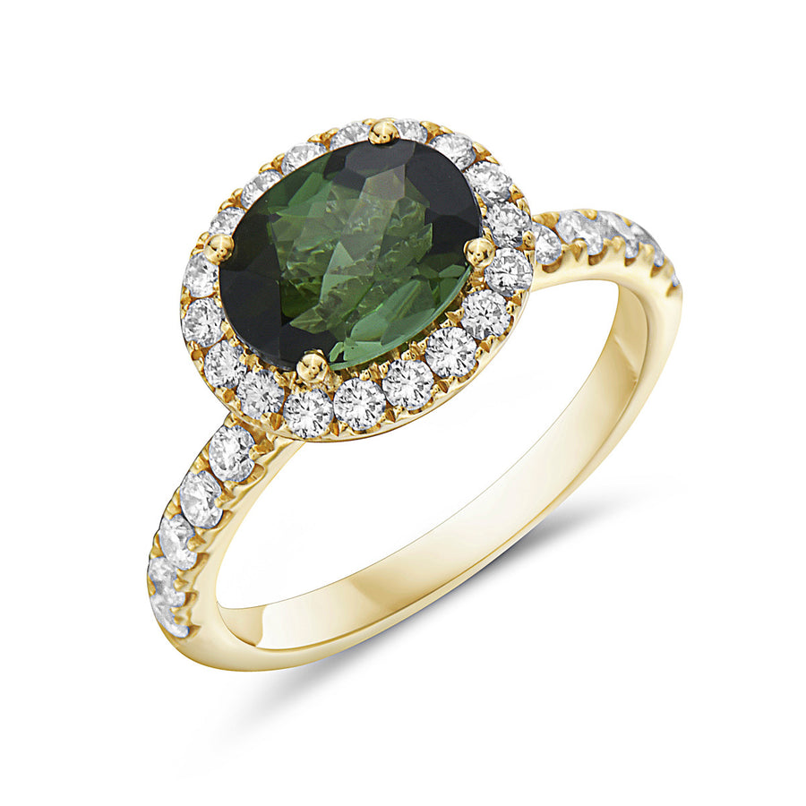 Pastel Diamond Tourmaline Halo Ring