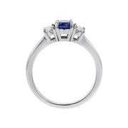 Platinum Oval Sapphire and Diamond 3-Stone Ring