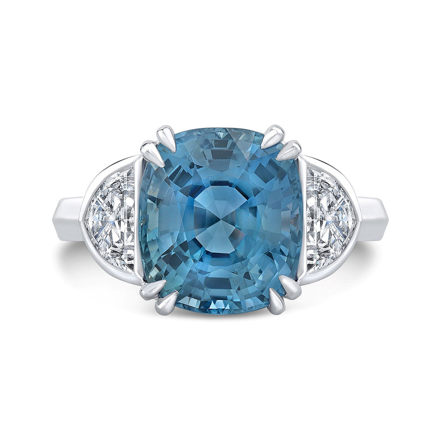 Platinum Sapphire and Diamond 3-Stone Ring