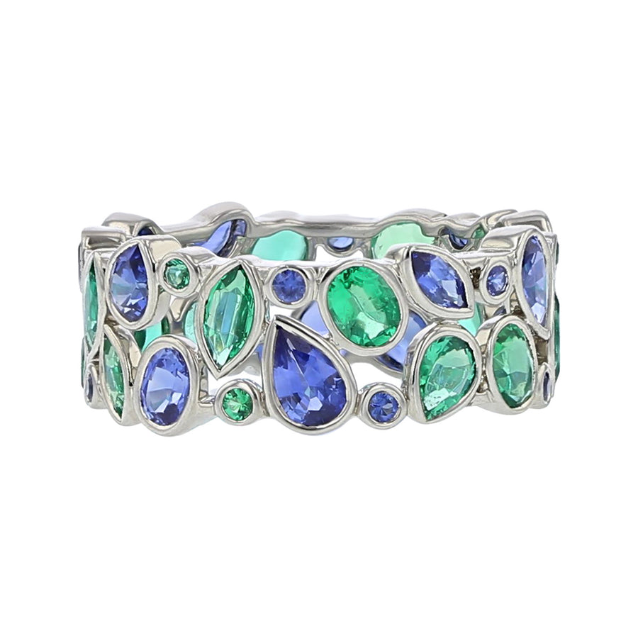 Blue Sapphire and Emerald De La Vie Ring