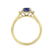 Cushion Ceylon Sapphire and Diamond 3-Stone Ring