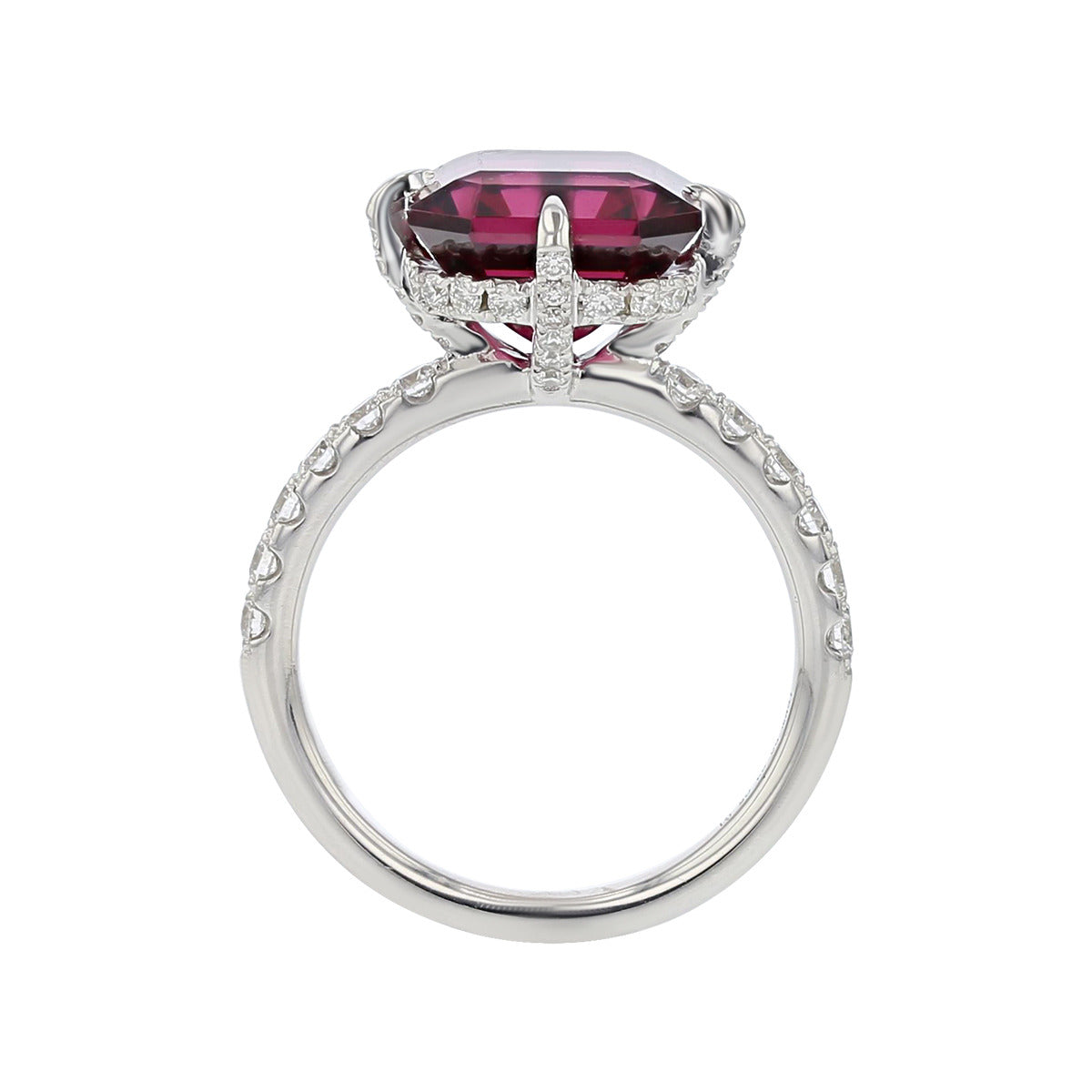 Lab Created Ruby Ring Asscher Cut Engagement Ring | LUO
