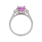 Madagascar Pink Sapphire and Half Moon Diamond 3-Stone Ring