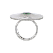18K White Gold Tourmaline and Diamond Disk Ring