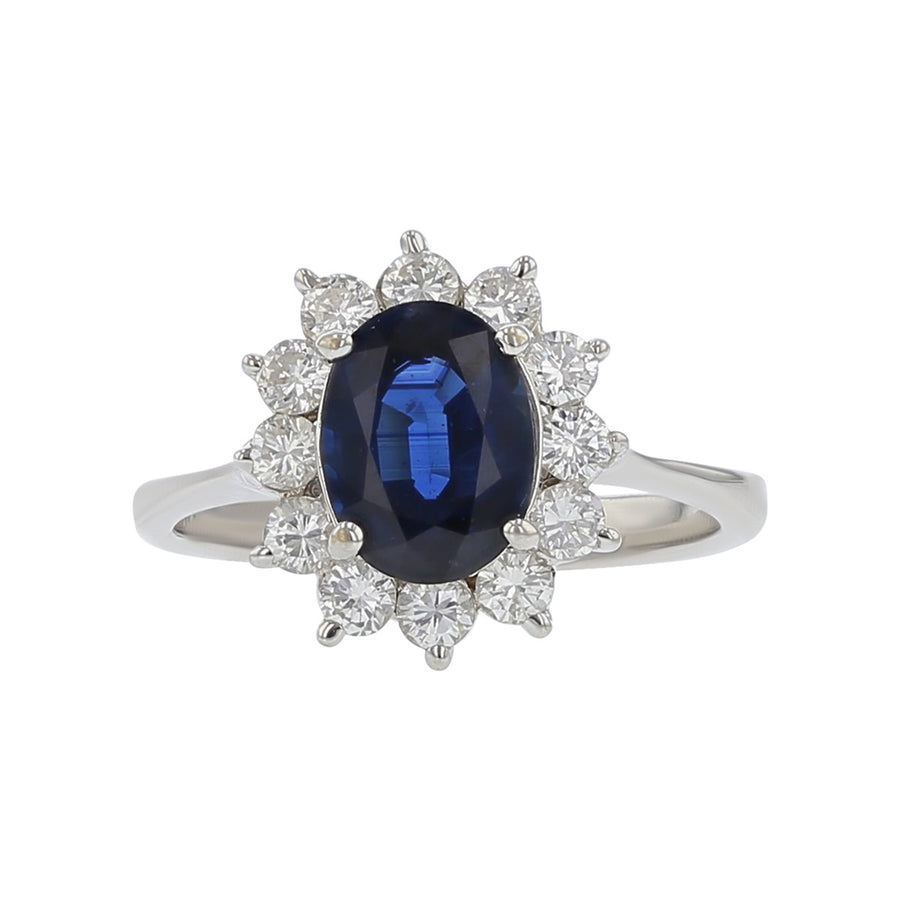 Sapphire and Diamond Halo Ring