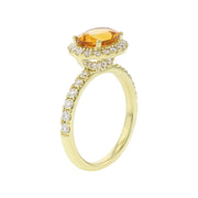 Oval Citrine and Diamond Halo Ring