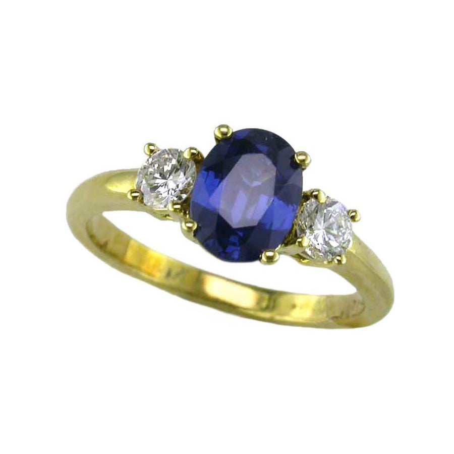 Sapphire and Brilliant Diamond 3-Stone Ring
