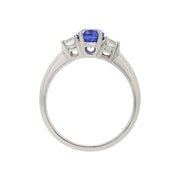 Blue Sapphire and Diamond 3-Stone Ring